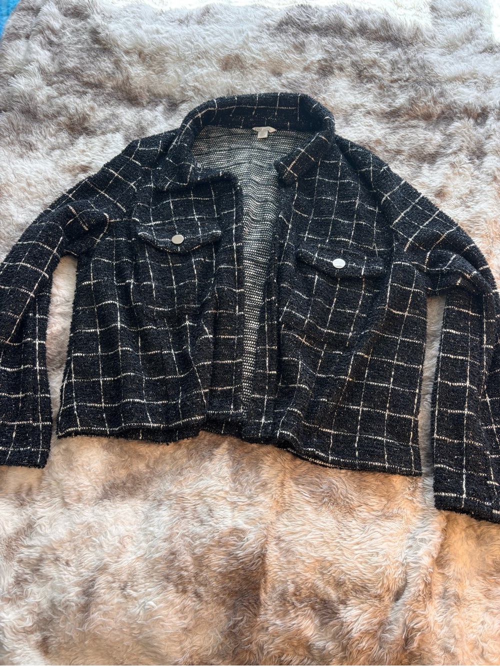 Cato Black Windowpane Tweed Blazer